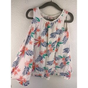 Tea Collection Kids Girls‎ White Floral Tropical Print Sleeveless Dress Size 3